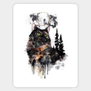 Forest Truffle Surreal Watercolor Tortoiseshell Cat Magnet